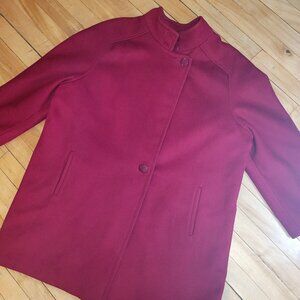 MidCentury Vintage Magenta Red Wool‎ Blend Coat XL  Button Front Lined